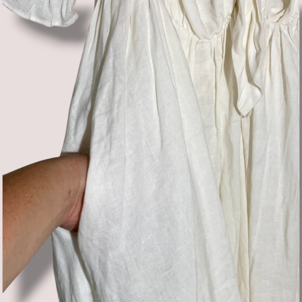 NWT MABLE ARIYA FRONT RIBBON TIED MINI Dress In OFF WHITE SZ L - Picture 6 of 16